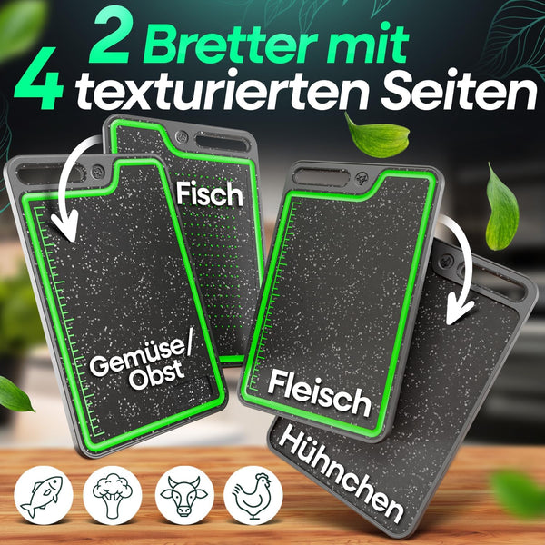 Loco Bird Schneidebrett Kunststoff 2er Set 37 x 25 cm mit Saftrille