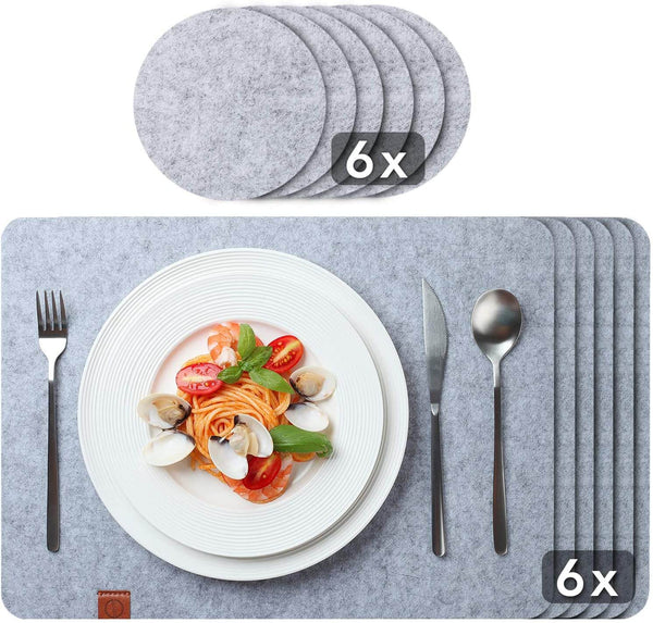 Edles Platzset aus Filz mit Untersetzer - 12er Set