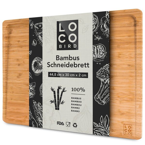 Massives Bambus Schneidebrett mit Saftrille-Schneidebrett-LOCO BIRD-1 Stück-Loco-Bird