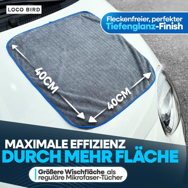 Loco Bird Mikrofasertücher 380 GSM 40 x 40 cm 6er Set saugstark fusselfrei