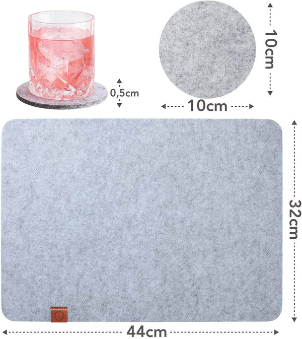 Edles Platzset aus Filz mit Untersetzer - 12er Set